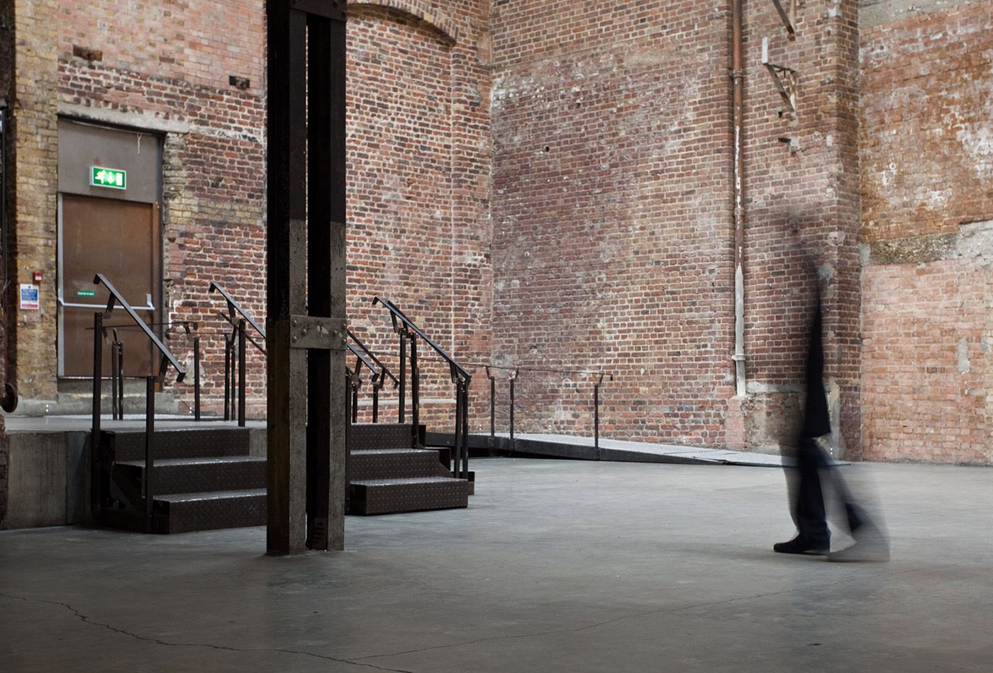 Brown brick entrance to the warehouse