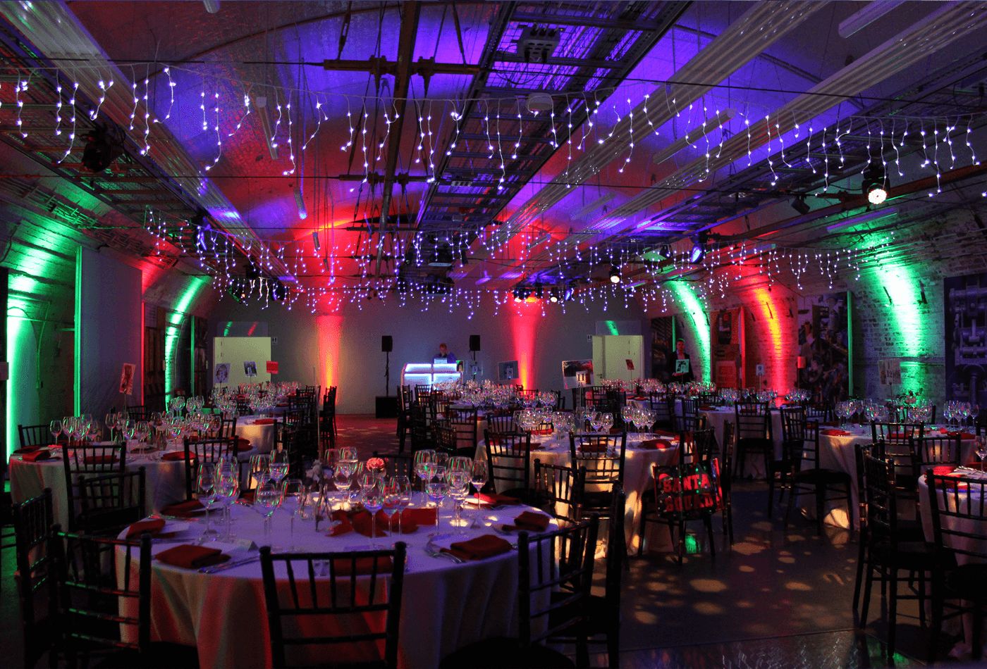 Evening wedding dinner set up with fairy lights.jpg