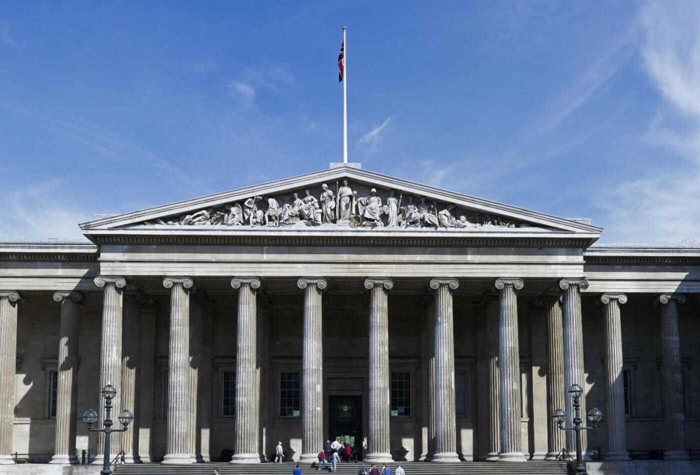 Exterior shot of museum with blue skies