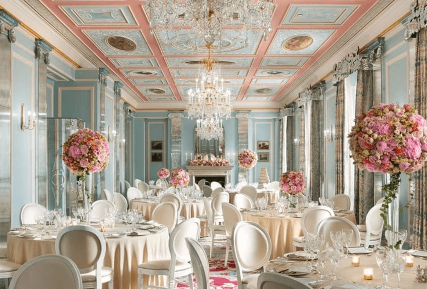 Pink and blue floral wedding dining area.jpg