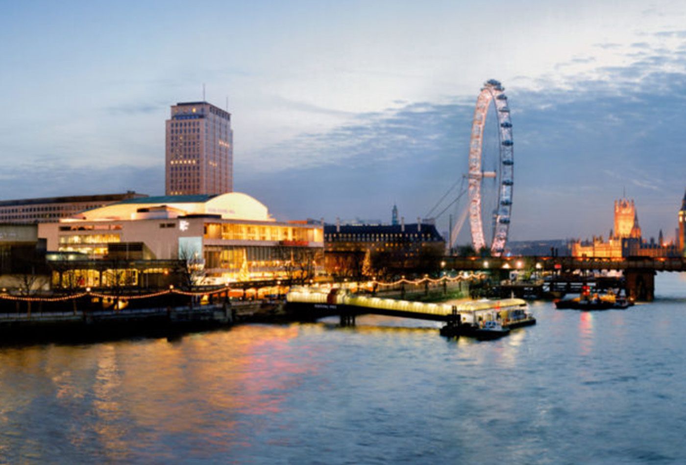 Views of the vista at night alight with the illuminated outline of some of London’s most famous landmarks.